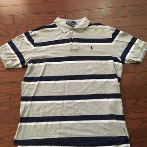mens Polo ralph lauren stripe polo collar shirt XL